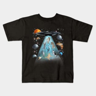 Crazy cats Flying in space Kids T-Shirt